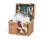 Yellowstone Willow Picnic Basket - Hunter Green w/ Purple Grape Linens