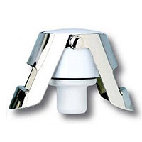 Super-Seal Champagne Stopper - Nickel Plated with White Top