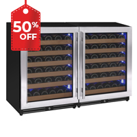 Reserva Series 102 Bottle Dual Zone Built-in Luxury Wine Refrigerator with Stainless Steel Doors - Side-by-Side