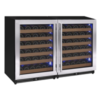 Reserva Series 102 Bottle Dual Zone Built-in Luxury Wine Refrigerator with Stainless Steel Doors - Side-by-Side