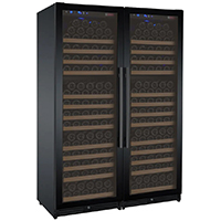 FlexCount Series 354 Bottle Dual Zone Built-in Side-by-Side Wine Refrigerators with Black Doors