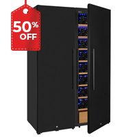 370 Bottle Side-by-Side Wine Vault with Solid Black Doors