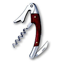 Burgundy Wood and Stainless Curved 3196 Waiter's Wine Opener