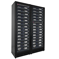 Reserva Series 134 Bottle Three Zone Tall Shallow Side-by-Side Wine Refrigerators with Black Doors
