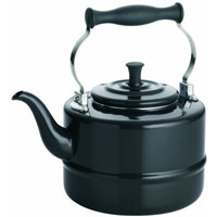 Porcelain Teakettle, Vintage Design, Black - 2 Qt.