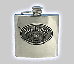 Jack Daniel's Stainless Steel Flask with Pewter Badge - 6 oz.