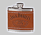 Jack Daniel's Leather Cover Stainless Steel Liquor Flask - 4 oz.