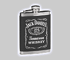 Jack Daniel's Stainless Steel Black Leatherette Cover Flask - 6 oz.