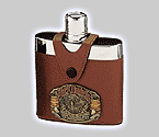 Jack Daniel's Stainless Steel & Brown Leatherette Flask - 6 oz.