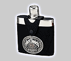 Jack Daniel's Stainless Steel & Black Leatherette Flask - 6 oz.