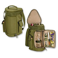 Meritage Insulated Wine & Cheese Tote - Olive Green/Tan