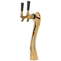 Gold Plated Metal Double Faucet 3-Inch Diameter Column Beer Tower
