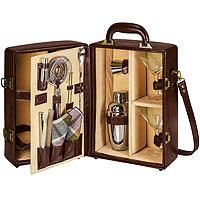 Manhattan Portable Cocktail Service - Mahogany & Tan