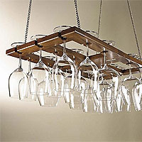 Oak Hanging Wine Glass Rack