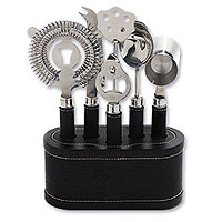 VIP Bar Tool Set - Black Leather