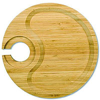Bamboo Party Plate with Built-In Stemware Holder