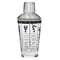 Glass and Stainless Steel Recipe Cocktail Shaker