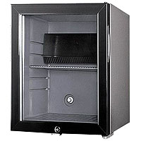 Open Box - Summit MB25LGL Silent Hotel Minibar Refrigerator - Charcoal Grey with Glass Door