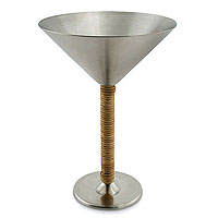 Rattan & Stainless Steel Martini Glass