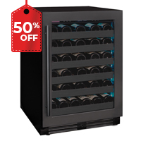 Reserva Series 50 Bottle Single Zone Built-in Luxury Wine Refrigerator with Black Stainless Steel Door - Right Hinge