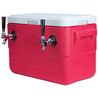 Double Faucet Jockey Box - 28 Quarts, 70 & 50 Feet Stainless Steel Coils
