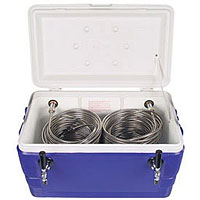 Double Faucet Jockey Box - 48 Qt., Two 120' SS Coils - Blue