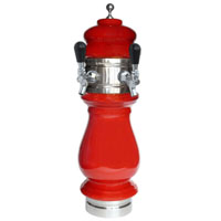 Silva Ceramic Double Faucet Draft Beer Tower - Red with Chrome Accents