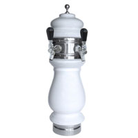 Silva Ceramic Double Faucet Draft Beer Tower - White with Chrome Accents