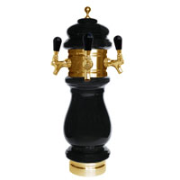 Silva Ceramic Triple Faucet Draft Beer Tower - Black with Gold Accents