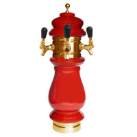 Silva Ceramic Triple Faucet Draft Beer Tower - Red with Gold Accents