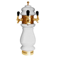 Silva Ceramic Triple Faucet Draft Beer Tower - White with Gold Accents