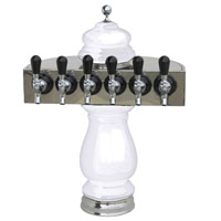 Silva Ceramic Six Faucet Draft Beer Tower - White with Chrome Accents