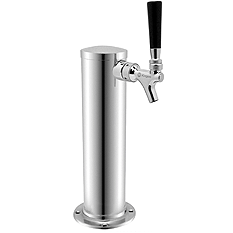 Polished Stainless Steel 1-Faucet Beer Tower - 3-Inch Column