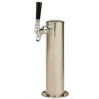 Polished Stainless Steel Glycol Cooled Single Faucet Tower - 3-Inch Diameter Column