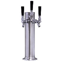 Brushed Stainless Steel 3-Faucet Beer Tower - 3