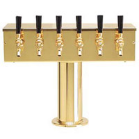 PVD Brass Six Faucet T-Style Draft Tower - 4 Inch Column