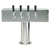 Stainless Steel Four Faucet T-Style Draft Tower - 4 Inch Column