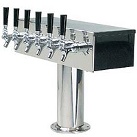 Stainless Steel Six Faucet T-Style Draft Tower - 4 Inch Column