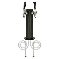 Black ABS Plastic Dual Faucet Draft Beer Tower with 3-Inch Diameter Column