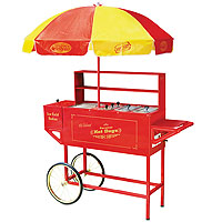Old Fashioned Carnival Hot Dog Cart with Umbrella