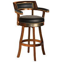 Bar & Shield Flames Bar Stools w/Backrest - Heritage Brown