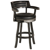 Bar & Shield Flames Bar Stools w/Backrest - Vintage Black