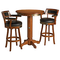 Bar & Shield Flames Pub Table & Backrest Stool Set - Heritage Brown