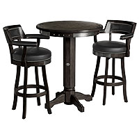 Bar & Shield Flames Pub Table & Backrest Stool Set - Vintage Black