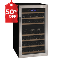 Cascina Series 43 Bottle Dual Zone Freestanding Wine Refrigerator Cooler with Stainless Steel Door