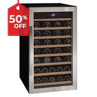 Cascina Series 50 Bottle Single Zone Freestanding Wine Cooler Refrigerator with Stainless Steel Door