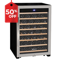 Cascina Series 55 Bottle Single Zone Freestanding Wine Refrigerator Cooler with Stainless Steel Door