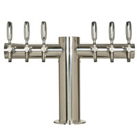 Metropolis Stainless Steel 6 Faucet T-Style Draft Tower - 4 Inch Column - Glycol Cooled