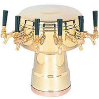 Brass 6-Faucet Mushroom Draft Beer Tower - 7-1/2