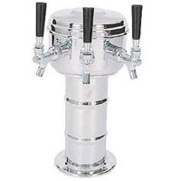 Chrome 3 Faucet Mini-Mushroom Draft Beer Tower - 4 Inch Column